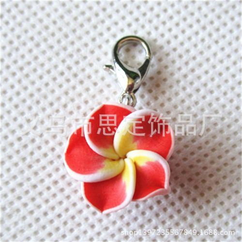 配龍蝦扣小配件 diy飾品配件 龍蝦扣吊墜小配件 紅色雞蛋花掛件 dangle charm
