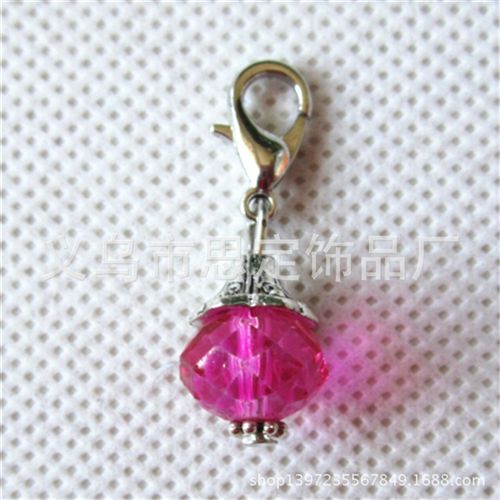 配龍蝦扣小配件 diy飾品配件龍蝦扣小配件玫紅色水晶掛件 floating locket charm
