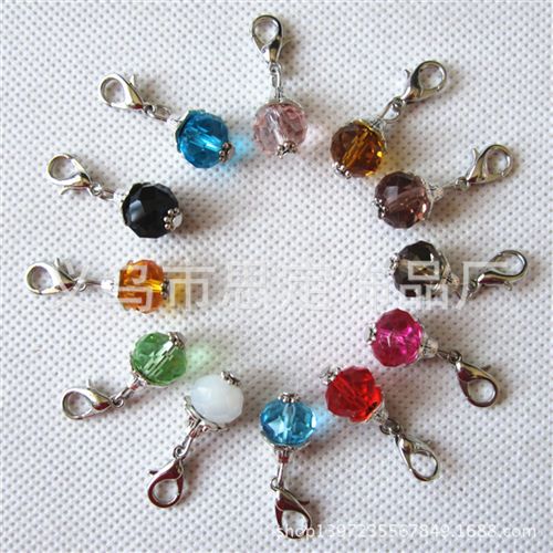 配龍蝦扣小配件 diy飾品配件龍蝦扣小配件玫紅色水晶掛件 floating locket charm