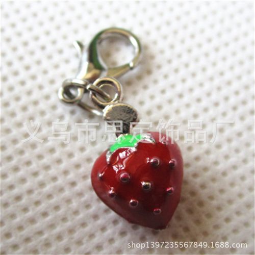 配龍蝦扣小配件 diy飾品配件 龍蝦扣小吊墜 3d草莓小掛件 dangle charms