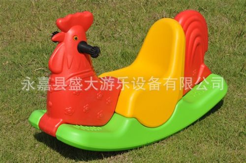 滑梯秋千樂園系列 兒童搖搖樂 塑料三色搖馬 木馬 搖椅加厚型 公雞搖馬原始圖片2