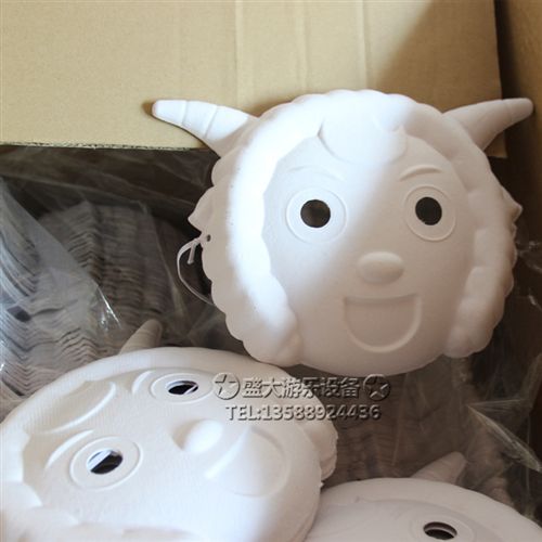幼兒園頭飾面具手偶 供應 白色手繪面具DIY環保紙漿面具/手繪面具 喜羊羊系列原始圖片2