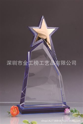 水晶獎杯系列 新款高檔商務(wù)酸洗柱水晶獎杯獎牌  大拇指握手獎杯 定制 廠家直銷