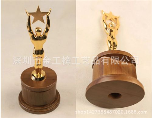 金屬奧斯卡獎(jiǎng)杯系列 【現(xiàn)貨】金屬獎(jiǎng)杯/小金人五角星奧斯卡獎(jiǎng)杯/工藝品擺件/來(lái)圖定制原始圖片2