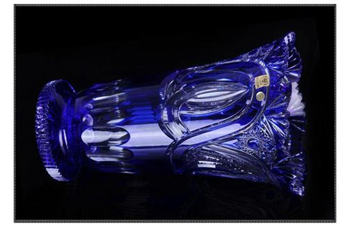 進口水晶花瓶系列 水晶工藝品/捷克原裝進口愷撒藍色玻璃花瓶水晶獎杯/工藝品擺件原始圖片2