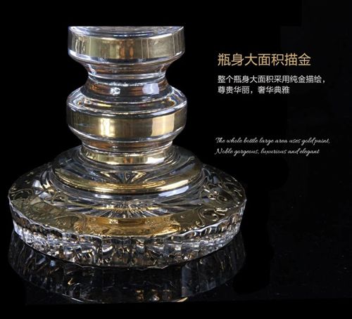 進口水晶花瓶系列 【進口】gd水晶工藝品/高烤瓷精刻包金帶底座水晶玻璃花瓶擺件原始圖片3
