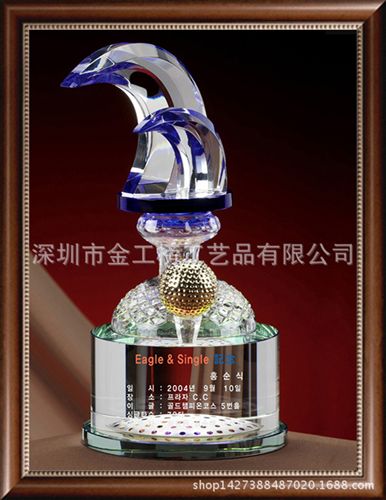 gd韓版高爾夫水晶獎杯系列 高爾夫球水晶獎杯定做 現貨高爾夫比賽金屬獎杯獎牌定制 免費刻字