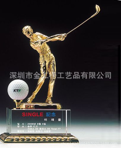 gd韓版高爾夫水晶獎杯系列 高爾夫球水晶獎杯定做 現貨高爾夫比賽金屬獎杯獎牌定制 免費刻字