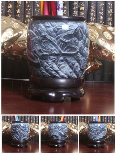 筆筒系列 【gd】工藝品擺件/商務(wù)禮品水晶筆筒/辦公桌瓦當(dāng)筆筒/來(lái)圖定制原始圖片3