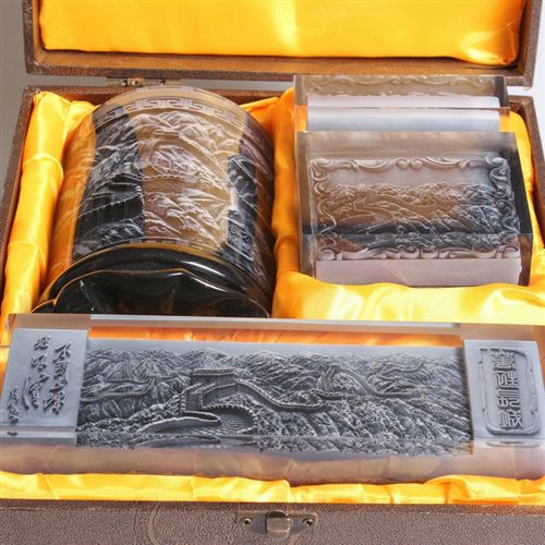 筆筒系列 【商務(wù)禮品】浮雕水晶筆筒辦公三件套/工藝品擺件/定制免費(fèi)刻字原始圖片2