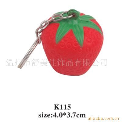 其他材質(zhì)工藝品 環(huán)保pu材料梨鑰匙扣禮品(圖)