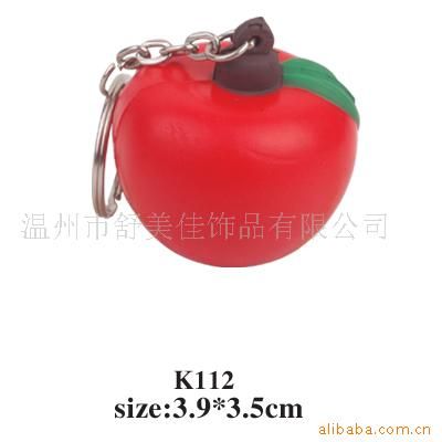 其他材質工藝品 供應環(huán)保pu材料蘋果鑰匙扣(圖)