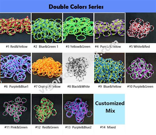彩虹皮筋分類Loom Bands 600根雙色八段皮筋OPP袋 彩虹皮筋Loom Bands工廠 外貿zg