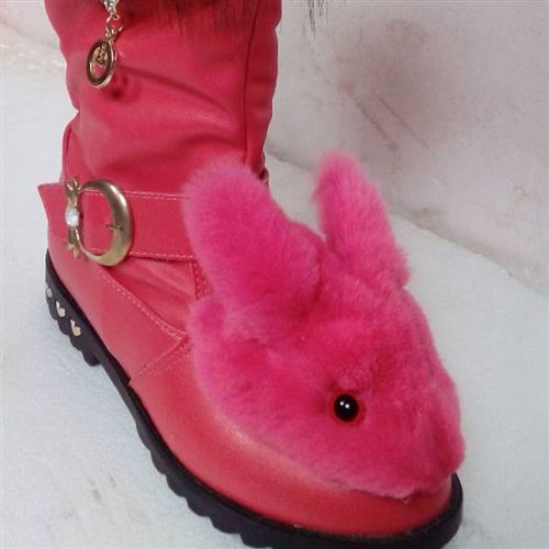 皮草飾品 欣茹皮草廠家直銷 DIY純手工獺兔頭雪地靴飾品 獺兔頭女士鞋配件原始圖片2