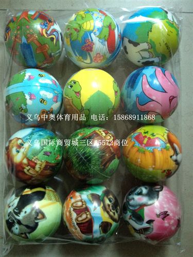 球類玩具 卡通圖案兒童海綿球/彈力球/嬰兒手抓玩具球直徑8.7CM/12個(gè)裝