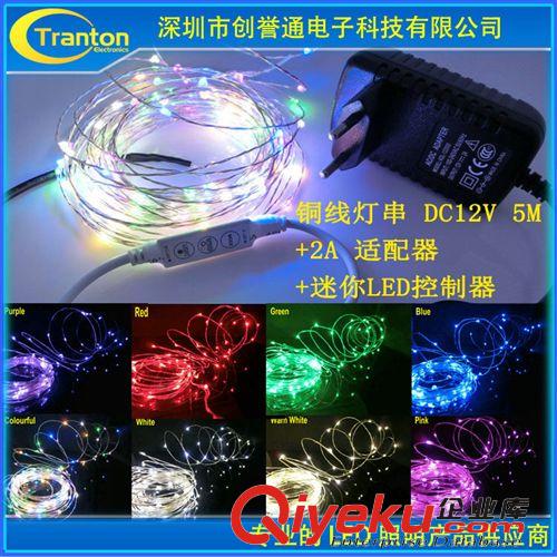 LED燈串 LED銅線樹藤燈串 5米50燈節日婚慶裝飾+迷你LED控制器+適配器