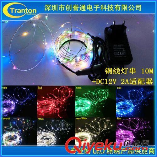LED燈串 LED 10米節日婚慶裝飾樹藤銅線燈串100燈+2A適配器