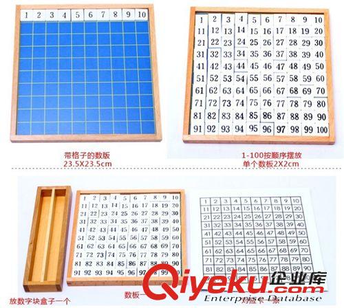蒙氏教具 zp蒙氏數學教具 蒙臺特梭利 幼兒園兒童早教玩具 1-100連續數板