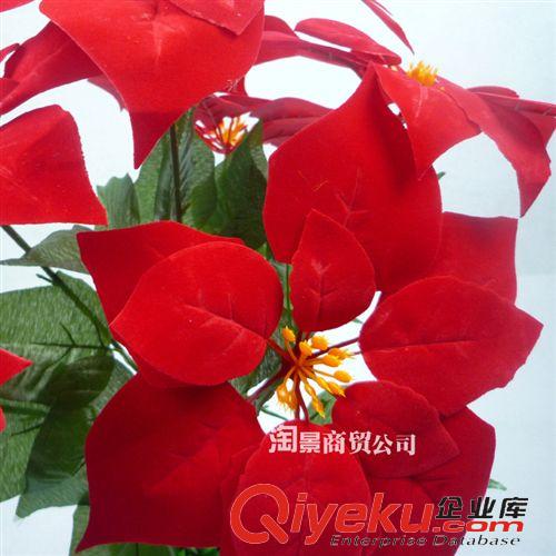 所有仿真植物 廠家直銷仿真植物盆栽批發(fā) 大型文藝活動布置  40cm仿真7頭一品紅原始圖片3