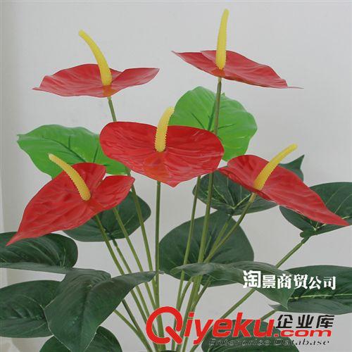 最熱銷仿真植物 供應(yīng)仿真植物 小盆景盆栽 家居裝飾仿真花卉 假花批發(fā) 5頭小紅掌原始圖片2
