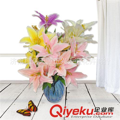 百合 9頭 仿真百合花 gd仿真植物9頭百合 婚慶花束 現(xiàn)貨批發(fā)