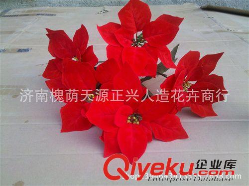 一品紅 仿真花圣誕節(jié)花一品紅仿真花假花工程家居裝飾布置廠價批發(fā)