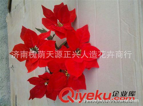 一品紅 仿真花圣誕節(jié)花一品紅仿真花假花工程家居裝飾布置廠價(jià)批發(fā)