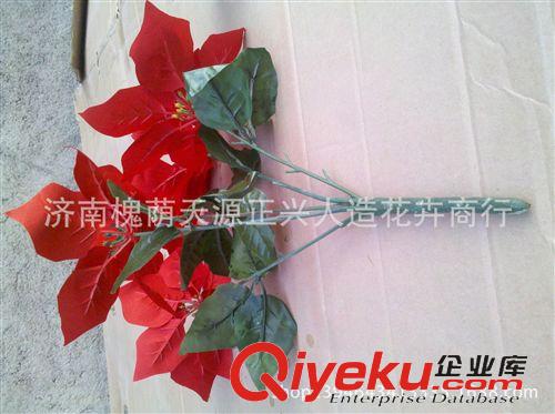 一品紅 仿真花圣誕節(jié)花一品紅仿真花假花工程家居裝飾布置廠價(jià)批發(fā)