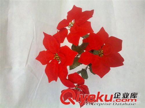 一品紅 仿真花圣誕節(jié)花7頭一品紅仿真花假花工程家居裝飾布置廠價批發(fā)