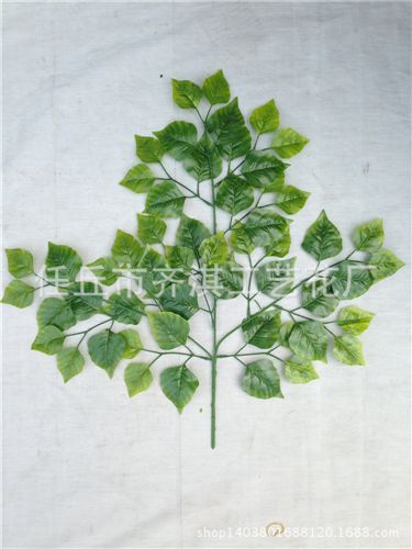仿真樹(shù)枝 tj批發(fā)仿真樹(shù)葉裝飾假葉子塑料樹(shù)枝絹花葉樺樹(shù)葉綠葉芒果葉竹葉原始圖片2