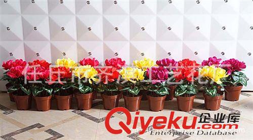 仿真盆景 廠家直銷仿真花會(huì)議布景用花 假花裝飾盆栽 加密型仿真仙客來多色原始圖片3