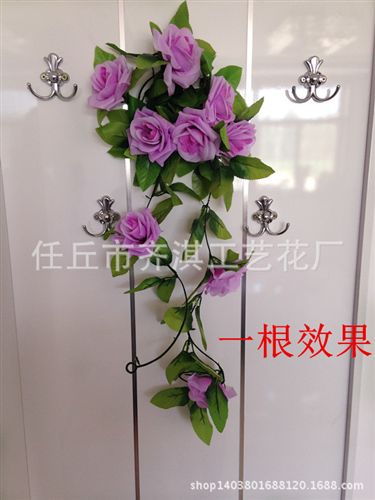 仿真花條 仿真花高檔仿真9頭韓式玫瑰花藤條客廳結婚婚慶裝飾掛壁花藝批發原始圖片3