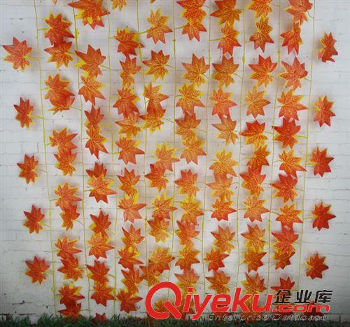 仿真花藤 tj批發(fā) 婚慶仿真紅楓葉花藤 管道屋頂裝飾塑料仿真花藤原始圖片3