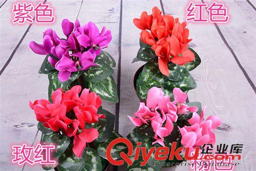 仿真塑料花 廠家直供仿真仙客來綠植 客廳植物裝飾假花盆栽盆景 塑料絹花帶盆原始圖片2