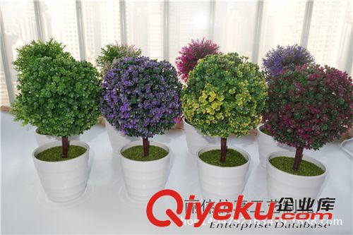 盆景 廠家直供 多色樹球類盆景套裝 工程家居裝飾小樹成品塑料花