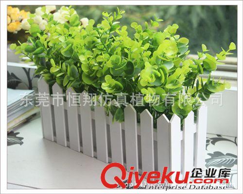 植物配件 批發供應仿真花假花塑膠花仿真樹葉尤加利草綠色植物盆栽單支花