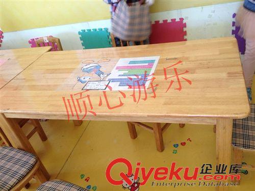 兒童實(shí)木桌椅 【幼兒園桌椅】?jī)和局茖W(xué)習(xí)桌 寶寶實(shí)木桌子 六人桌 橡膠木桌子原始圖片2