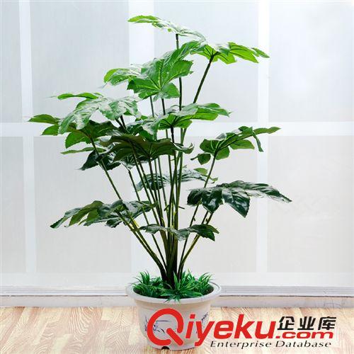 落地盆景 廠家直銷家居商場(chǎng)廣場(chǎng)落地裝飾仿真植物18片葉八角金盤(pán)盆景送花盆原始圖片2