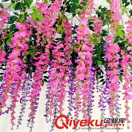裝飾用花 仿真花仿真紫藤花彩印仿真花藤批發(fā)豆花串婚禮慶典商場家居裝飾