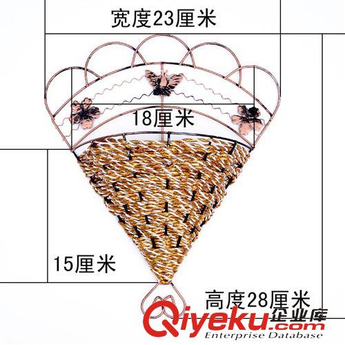花器系列 廠家直銷大號鐵藝藤編壁掛籃子家居裝飾半邊扇形花器墻體裝飾原始圖片3