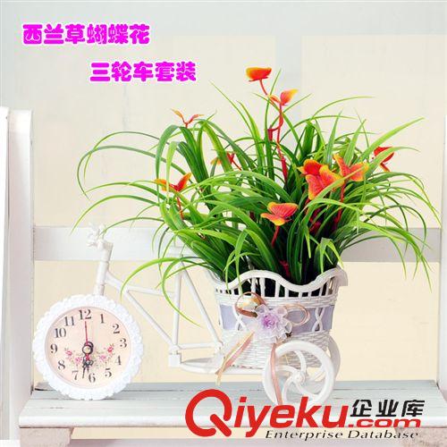 桌擺系列 廠家直銷仿真花塑料假花西蘭草小花三輪車套裝拍攝道具原始圖片3