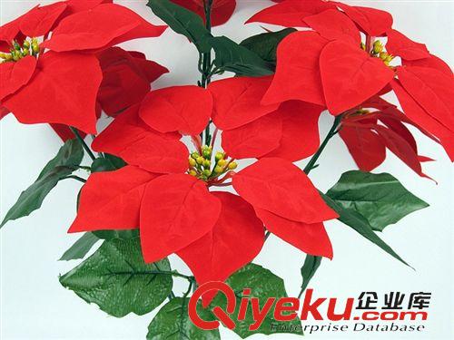 仿真花/裝飾花 廠家批發(fā)gd仿真花朵 客廳落地7頭仿真一品紅 節(jié)慶用品假花絹花原始圖片3