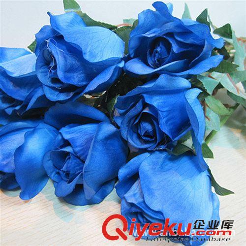 仿真花/裝飾花 【婦女節(jié)禮物】批發(fā)仿真花朵 仿真藍(lán)色妖姬假花 家居仿真盆景絹花