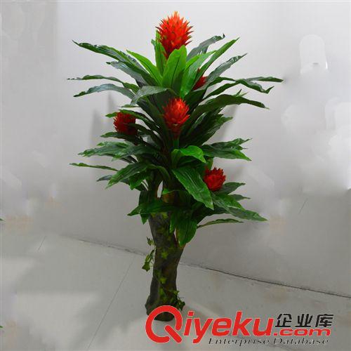 仿真樹/假樹 家居裝飾仿真樹仿真植物仿真花酒店大廳塑料假樹 1.5米五頭開門紅原始圖片2