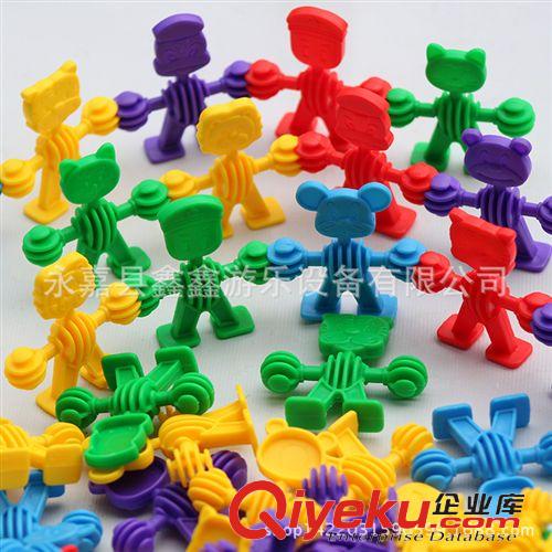 塑料積木 早教益智兒童玩具 塑料積木 拼插拼裝積木 3D小人積木原始圖片2