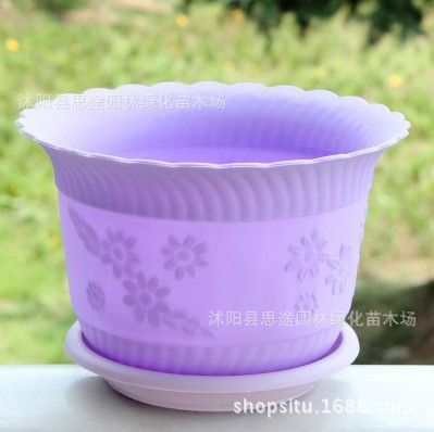 塑料樹(shù)脂花盆 蓮花盆 全新PP料樹(shù)脂塑料花盆送托盤(pán) 碗蓮盆水培盆栽綠植花盆原始圖片2