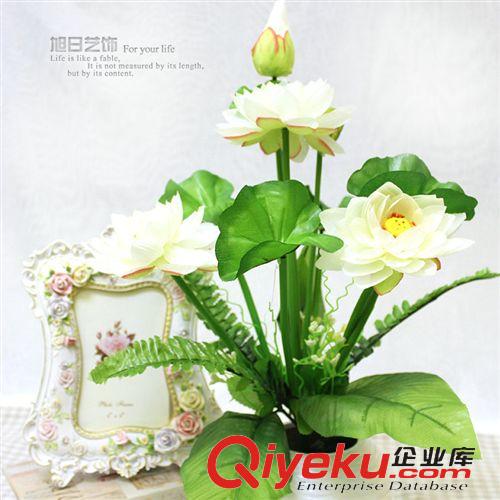 田園春色把花 五月新款 仿真花水草荷花睡蓮仿真植物客廳裝飾花絹花小盆栽花藝原始圖片2