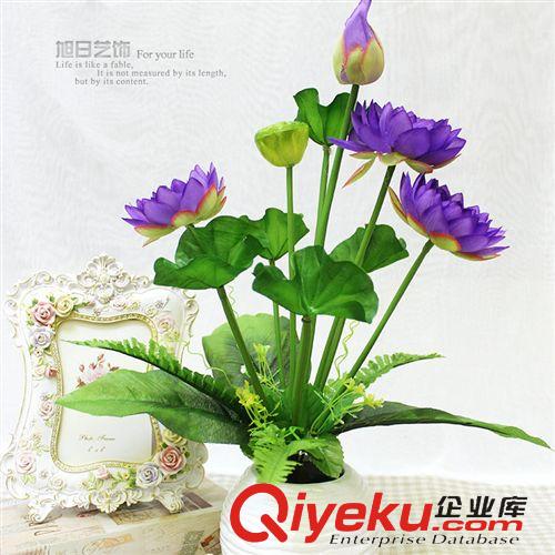 田園春色把花 五月新款 仿真花水草荷花睡蓮仿真植物客廳裝飾花絹花小盆栽花藝原始圖片3