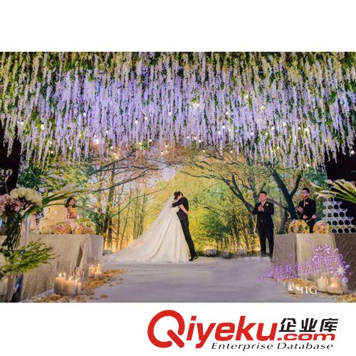 花藤|(zhì)壁掛 綠躍仿真藤條紫藤花絹花花枝壁掛婚慶豆花婚期裝飾義烏廠家批發(fā)