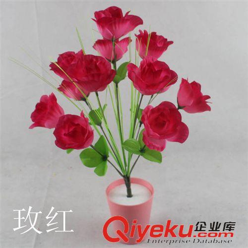 清明花現(xiàn)貨區(qū) 12頭條紋玫瑰 外貿(mào)原單便宜玫瑰月季絹花 擺放插花藝 廠家直銷(xiāo)花